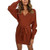 Dresses for Women Work Casual Quealent Womens Casual Plain Simple Long Sleeve T-Shirt Loose Dress Brown
