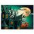 ScottDecor Halloween Aquarium Background Haunted Medieval Cartoon Style Bats in Twilight Gothic Fiction Spooky Art Print Side Aquarium Poster Background Decoration Orange Teal W30 x L18 Inch