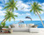 circle-xp Custom Photo Mural Living Room Sea Coconut Dolphin Scenery Photo Sofa Tv Background Wallpaper-150Cmx105Cm-Lxh-
