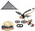 KHLZ US Bearded Dragon Lizard The Perfect 7pcs Set - 3 Pack Lizard Reptile Harness with Wings Hammock Lounger Rattan Hat with American Flag