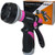 Garden Hose Nozzle - Hose Spray Nozzle - Water Hose Nozzle Sprayer - Heavy Duty 8 Adjustable Watering Patterns Slip and Shock Resistant for Watering Plants Cleaning Car Wash and Showering Pets