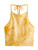 Romwe Womens Sexy Spiral Tie Dye Multicolor Print Backless Tie Halter Top Yellow Small