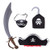 ARTIBETTER 4Pcs Kids Pirate Costume Set Pirate Hat Pirate Eye Patches Pirate Sword Skull Hook Pirate Captain Costume Accessories for Halloween Masquerade Party Supplies