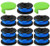 KAKO 0.065 inch Line Trimmer String Spool Replacement Auto-Feed Trimmer Spool 29092 for Greenworks Weed Eater String Trimmer 24V 40V 80v Cordless Trimmer -10 Spools Plus2Cap-