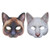 Amosfun 2Pcs Halloween Cat Mask Novelty Animal Half Mask Halloween Masquerade Cosplay Costume Prop for Halloween Party Supplies Brown White