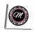 3dRose db_154605_2 Letter M Stylish Monogrammed Circle Girly Personal Initial Personalized Black Damask with Hot Pink Memory Book 12 inch x 12 inch