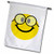 3dRose fl_113100_1 Geeky Smiley Face Cute Geek Happy Nerd Yellow Smilie with Glasses Smiling Studious Cartoon Smile Garden Flag 12 by 18-Inch