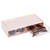 mDesign Wide Stackable Plastic Eye Glass Storage Organizer Box Holder for Sunglasses Reading Glasses Accessories - 2 Divided Drawers Chrome Pulls - Light Pink/Clear
