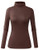 Herou Womens Long Sleeve Lightweight Soft Pullover Turtleneck Tops -Cappuccino Brown-0 Large-