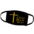 3dRose Yellow Cross Black Background. God Bless You Text. Positive Gift - Face Masks -fm_321990_2-