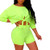Womens Sexy 2 Piece Outfits Crop Top Bodycon High Waist Shorts Tracksuit Set Jumpsuits Rompers Green S