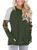 Angerella Loose Tunic T Shirt for Women Pocket Sexy Stripe Colorblock Long Sleeve Green Tops L