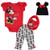 Disney Minnie Mouse Baby Girls Layette Set Bodysuit Pants Hat Bib Red 6-9 Months