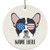 Lovesout Personalized Name French Bulldog Black White with American Flag Sunglasses Christmas Tree Ceramic Circle Ornament