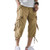 AOYOG Mens Cargo Shorts 3/4 Relaxed Fit Below Knee Capri Cargo Pants Cotton Khaki