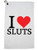 Hollywood Thread I Love Sluts with Big Red Graphic Heart - Funny Sports Towel with Carabiner Clip