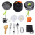 G4Free 11PCS/13PCS Camping Cookware Mess Kit Hiking Backpacking Picnic Cooking Bowl Non Stick Pot Pan Knife Spoon Set-13PCS Green-