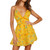 Womens Deep V-Neck Spaghetti Strap Backless Floral Printed Lace Mini Skater Sexy Dress Party Club Beach Mini Dresses Yellow