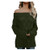 Goddessvan Womens Off Shoulder Knit Sweater Sexy Long Sleeve Pullover Jumper Tunic Tops Green