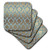 3D Rose Pretty Faux Foil Blue and Gold Damask Soft Coasters, Multicolor