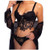 Sexy Lingerie for Women Lace Babydoll Bodysuit 2 Piece Sexy Bra and Panty Sets Black