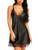 Avidlove Women Lingerie Satin Lace Chemise Nightgown Sexy Full Slips Sleepwear valentines lingerie for women Black XL