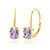 Yellow Gold Flashed Sterling Silver Amethyst 8x6mm Oval Leverback Earrings
