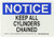 Brady 118253 10" Width x 7" Height B-558 Pressure Sensitive, Blue And Black On White Color Sustainable Safety Sign, Legend "Notice Keep All Cylinders Chained"