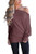 EZBELLE Womens Oversized Sweaters Off Shoulder Long Sleeve Shirts Baggy Loose Tunics Top Pullover Burgundy 2X-Large