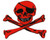 Skull with Bones (red) iron-on embroidered patch
