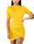 BORIFLORS Women's Sexy Wrap Front Long Sleeve Ruched Bodycon Mini Club Dress,Small,Yellow