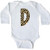 inktastic Leopard Print Letter D Long Sleeve Creeper 18 Months White 3d165