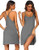 Ekouaer Women Nightgowns Spaghetti Strap Solid Nighties Sleeveless Sleepwear Dress Grey X-Large