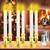 Christmas Window Candles Lights - 6 Pack Battery Operated Flameless Taper Candles,Window Candles with 2 Remote Control and Timer,Led Electric Candle Light with Removable Golden Holder,Christmas Decor