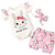 3Pcs Newborn Baby Girls Easter Outfits Bunny Short Sleeve Romper Easter Eggs Short Pants Headband Set (Happy Easter  and  Bunny,6-9 Months)