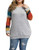 Allegrace Women's Plus Size Tunic Tops Lightweight Knit Long Sleeve Shirts Color Block Loose Tunics Rainbow Sleeve Gray 24W