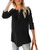 Chuanqi Womens Henley Shirts Sweaters V Neck Button Down Long Sleeve Casual Loose Waffle Knit Tunic Tops Black