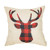 Fahrendom Christmas Winter Buffalo Red and Black Plaid Deer Antler Holiday Sign Gift Cotton Linen Home Decorative Throw Pillow Case Cushion Cove for Sofa Couch 18 x 18 in