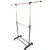 Portable Stainless Steel Pipe Single Rod Reinforcement Clothing Rack on Wheels Height Width Adjustable Design Garment Rack Heavy Duty Rolling Coat Clothes Rack for Hanging Clothes