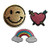 3 x Embroidered Patch Sew On Patch Applique and Iron On Heart and Rainbow and Smiley Face Embroidered Set for Clothing, Jeans, Jackets