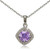 Sterling Silver Simulated Amethyst 7mm Round and CZ Accents Necklace