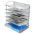PAG 6-Tier Desktop File Organizer Document Folder Rack Metal Mesh Letter Tray Magazine Holder for Home Office School, Silver