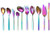 Rainbow Serving Spoon 10 Pieces, Rainbow Flatware Serving Set Colorful Serving Utensils, Include Slotted Spoon, Cake Server, Sugar Spoon, Soup Ladle, Wedding Cake Knife Ect