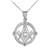 925 Sterling Silver Freemason Round Masonic CZ Pendant Necklace, 20"