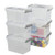 Vababa 6 Quart Clear Plastic Storage Box Latch Box with Blue Handle