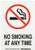 Brady 141943 10" Width x 7" Height B-401 Plastic, Red and Black on White Sign, Legend "No Smoking At Any Time" (with Picto)