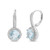 MIA SARINE Rhodium Plated Sterling Silver Round Simulated Aquamarine and Cubic Zirconia Bridal Leverback Earring