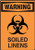 Warning Soiled Linens with Biohazard Graphic Safety Sign, Funny Warning Stickers,Self Adhesive Vinyl,Safety Sign Label Decal, 14 Height X 10 Width, Black On Orange
