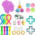 24 Pcs Fidget Toy Set, Cheap Fidget Toy Pack, Fidget Set with Stress Ball Marble Mesh Push Pop Bubble Fidget Sensory Toy (25Pcs Blue AmongPlusDimple A)