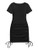 SheIn Women's Ruched Short Sleeve Mini Bodycon Dress Round Neck Drawstring Short Dresses Black Medium